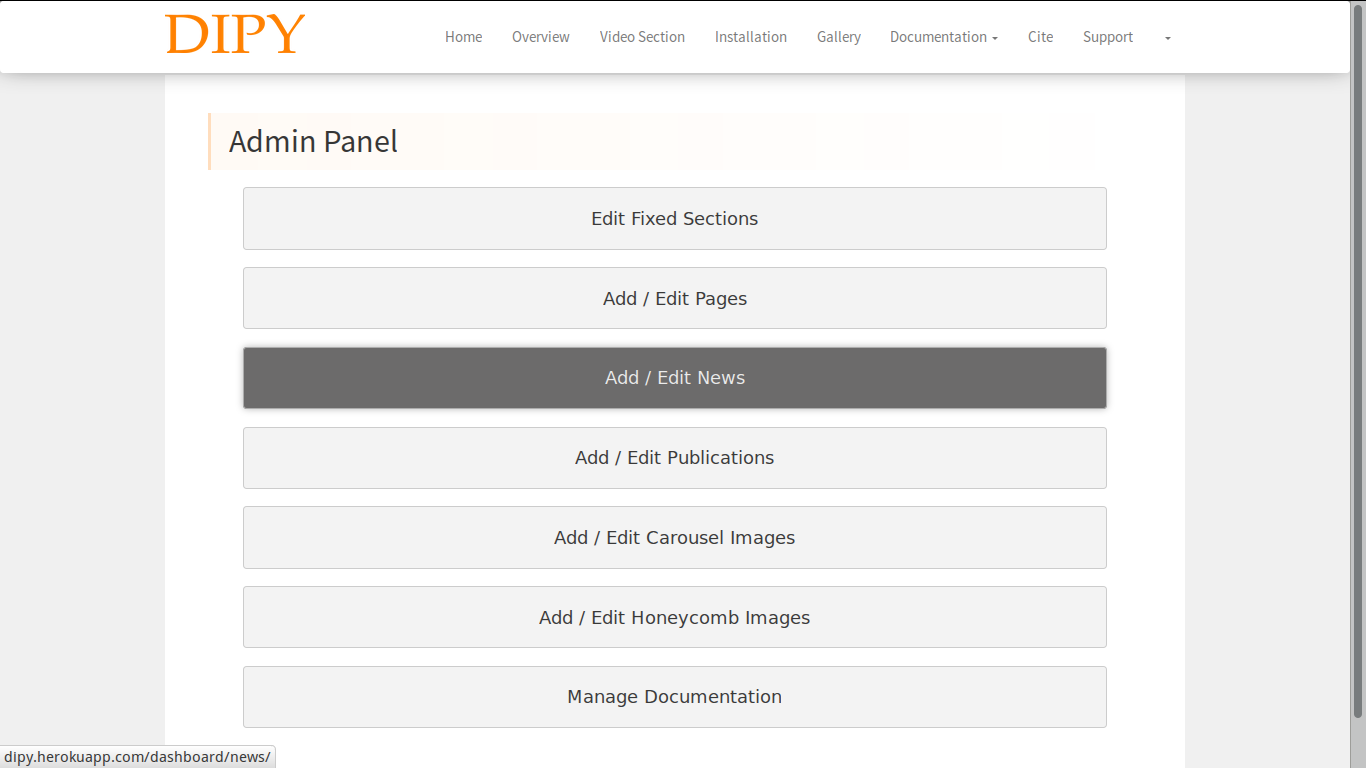 dipy admin panel dashboard